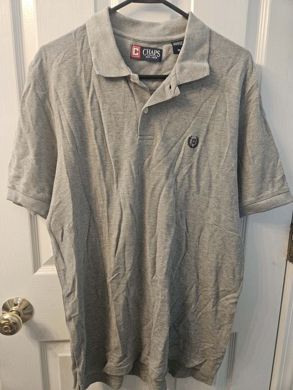 🎉 4 Items/$15 🎉 Chaps Men's Light Gray Polo with Embroidered Crest